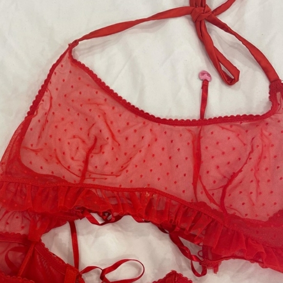 Savage X Fenty NWOT Dotted Mesh Halter Crop Top Cami, M - Picture 7 of 8